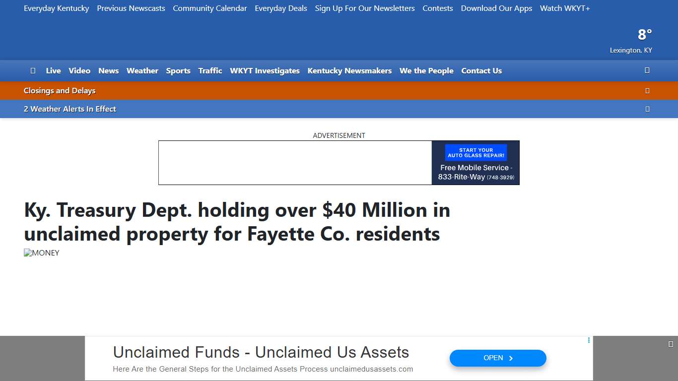 Ky. Treasury Dept. holding over $40 Million in unclaimed property for Fayette Co. residents